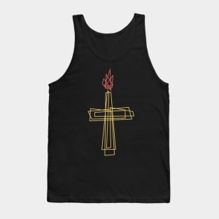 The cross of the Lord Jesus Christ and the flame of fire Tank Top